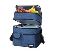 Kato Tirrinia Insulated Lunch Bag 17L(23 Cans), 2-Layer Thermal Cooler Bag for Work, School, Camping, Picnic - Leakproof Foldable Compartment Meal Prep Bag with Shoulder Strap (Dark Blue)
