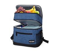 Kato Tirrinia Insulated Lunch Bag 17L(23 Cans) for Adult & Kids, Leakproof Compartment Lunch Cooler Tote- Foldable Lightweight Food Container for Work, School, Camping, Picnic, Fishing (Dark Blue)