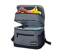 Kato Tirrinia Insulated Lunch Bag 17L(23 Cans), Large Compartment Cool Bag Thermal Tote Bags for Lunch Work School Camping Picnic, Foldable Cooler Bag for Meal Prep or Lunch Box Container, Charcoal