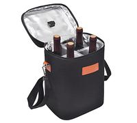Kato Tirrinia Insulated Wine Cooler Bag - 4 Bottle Travel Padded Wine Carrier Tote with Handle and Adjustable Shoulder Strap, Great Wine Lover Gift, Black