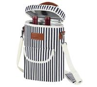 Kato Tirrinia Insulated Wine Cooler Bag Leakproof Padded Portable Wine Carrier with Shoulder Strap 2 Bottle Wine Bag for Camping Travel Beach Picnic Wine Lovers Gift Stripe