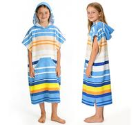 Kato Tirrinia Kids Changing Robe Hooded Beach Towels for Swimming (Blue Stripe)