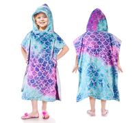 Kato Tirrinia Kids Towel Poncho Changing Robe, Microfibre Hooded Towels for 2-7 Years Girls Gift, 24 by 52-inch, 100% Cotton Multicolor, Mermaid
