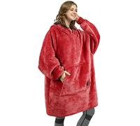 Kato Tirrinia Oversized Hoodie Blanket, Warm Gifts for Women, Cosy Sherpa Sweatshirt, Soft Wearable Fleece Blanket, Giant Hoody Sweater with Front Pocket Adults Men Friends Red