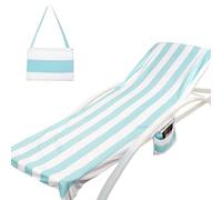 Kato Tirrinia Sandproof Beach Chair Towel Cover with Side Pockets, 198×79cm Extra Large Microfiber Beach Towel, 3-in-1 Quick Dry Beach Blanket for Lounge Chair, Pool, Camping, Summer