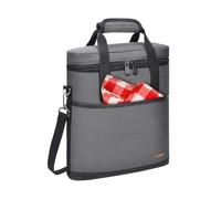 Kato Tirrinia Wine Cooler Bag Insulated Bottle Bag Wine Carrier, Bottles Cooler Bag Wine Gift Bag Portable with Strap Leakproof Padded for Picnic Party Camping, Gray, 3 Bottles
