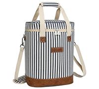 Kato Tirrinia Wine Cooler - Insulated 6 Bottle Carrier, Portable Picnic Party Camping Gift Bag with Strap, Leakproof Padded, Stripes