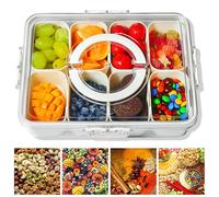 KATOCHUG Snackle Box Container Divided Serving Platters with Lid and Handle Divided Snackle for Portable Snack Box Container Tray Perfect for Candy Fruit and Treats