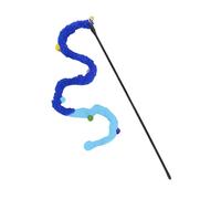 Katolang Interactive Cat Teaser Wand with Bell & Colorful Pom Poms, Plush Tail Cat Wand Toy for Indoor Cats & Kittens Blue