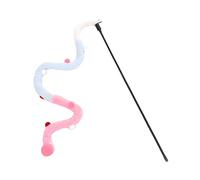 Katolang Interactive Cat Teaser Wand with Bell & Colorful Pom Poms, Plush Tail Cat Wand Toy for Indoor Cats & Kittens Pink