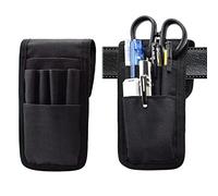 KATOLK 2 Pcs Belt Pen Holder, Multifunctional Adjustable Tactical Pencil Pouch, Detachable Military Duty Pencil Sleeve Case, Can Hold Pens, Rulers and Scissors, Black