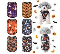 KATOLK 6 Pack Dog Clothes for Small Dogs, Soft and Breathable Puppy Kitten Dog Shirts for Pet Cats, Summer Dogs' T-Shirts Apparel Sleeveless Vests for Yorkies (Happy Halloween, X-Large)