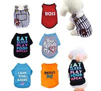KATOLK 6 Pack Dog Clothes for Small Dogs, Soft and Breathable Puppy Kitten Dog Shirts with Letters for Pet Cats, Dogs T-Shirt Apparel Sleeveless Vests for Yorkies (for boy, XL)