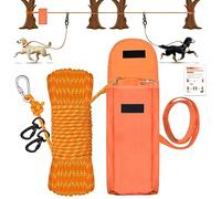 KATOLK Upgraded Dog Tie Out Cable for Camping, 100FT Portable Trolley System for 2 Dogs, Knot-a-Hitch Dogs Hitching System up to 250lbs, Dog Runner for Yard Camping Training Running Hiking Outdoor