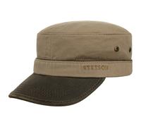 Stetson Katonah Cotton Army Cap Women/Men - Military Metal Buckle, with Peak Summer-Winter Summer - L (58-59 cm) Light Brown