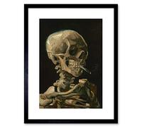 Katouigb Van Gogh Head Skeleton Burning Cigarette Framed Wall Art Print