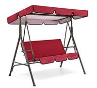 Katpost Traditional with Rustic/Cottage Elements 3 Seater Swing Cover Set, Red Metal Cushioned Swing, 55cm Depth x 150cm Width