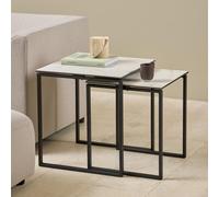 Katrine Coffee Table - Square - White Ceramic - Set of 2