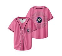 KATSEYE 2025 Beautiful Chaos Tour Merch T-Shirt - Unisex Short Sleeve Baseball Jacket Style Fan Support Concert Apparel Top (S,Berry)