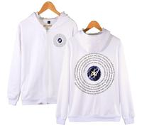 KATSEYE 2025 Beautiful Chaos Tour Merch Zipper Hoodie - Unisex Full Zip Fan Support Graphic Hoodie Concert Apparel for KPop Fans (White,XS)
