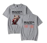 KATSEYE Beautiful Chaos 2025 T-Shirt, Adult Short Sleeve Tees Crew Neck Casual Unisex Street Daily Wear in All Seasons,Grey,XS