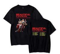 KATSEYE Beautiful Chaos 2025 T-Shirt, Adult Short Sleeve Tees Crew Neck Casual Unisex Street Daily Wear in All Seasons,Black,M