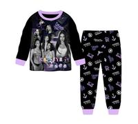 KATSEYE Girls Long Sleeve 2 Piece Outfits Music Pop Star Graphic Daily Wear | K-POP Crew Neck Top & All Over Star Letter Print Pants Set, Soft Casual Sportswear Party Sets for Daily Wear Birthday Gift