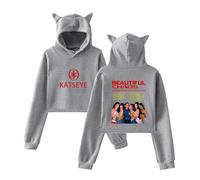 Katseye The Beautiful Chaos Tour Hoodies Kawaii Cat Ear Drawstring Hoodies Sweatshirt Concert Pullovers (3,XS)