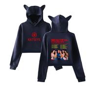 Katseye The Beautiful Chaos Tour Hoodies Kawaii Cat Ear Drawstring Hoodies Sweatshirt Concert Pullovers (4,XXS)