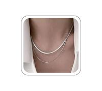 Katshdan Multilayer Snake Chain Herringbone Pattern Chain, Silver Flat Snake Chains, Choker Necklace, Layering Flat Herringbone Necklaces, Thin Chains, Necklaces