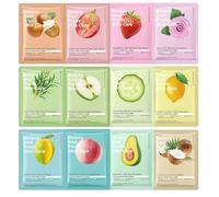Katslyn 12PCS Face Masks Skincare Set,Daily Care Face Sheet Mask,Organic Face Mask Set,Hydrating&Soothing Facial Mask,Face Masks Beauty,Hydrating,Moisturizing,Soothing and Repairing,for All Skin Types