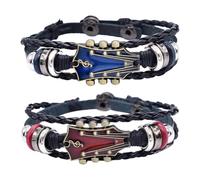 Katslyn 2 Pcs Guitar Bracelet Men, Retro Faux Leather Guitar Bracelet, Retro Guitar Men Women Faux Leather Bangle Wristband Suitable as a Gift for Music Lovers