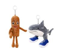 Katslyn 2 Pcs Italian Brainrot Plush Toys, Tung Tung Tung Sahur Plush, Soft Tralalero Tralala Shark Plushies Pendant, Funny Brain Rot Stuffed Animal Dolls, Stuffed Animal Gift For Kids