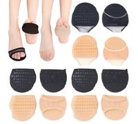 Katslyn 6 Pairs Toe Topper Socks,Half Socks Women,Non-Slip,Invisible High Heel Toe Cushion Ball of Foot Cushion for Enhanced Grip, Stable Steps (Skin Color/Black)
