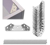 Katslyn Universal Stainless Steel Furniture Corner Connector with 100 Screw Triangle Support Fixed Corner Brace， Angle Fasten Connector for Shelf, Cabinet, Table, Chair