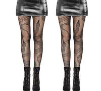 Katslyn Women's Black Fishnet Tights, Size Fits 45-90kg, Heights 155-175cm, Low Opacity, Snake Pattern, High Rise, Adult Women, Fashion-Conscious, Versatile Occasions