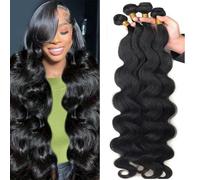 Katspon 12A 18" 20" 22.4" 24" Body Wave 100% Unprocessed Brazilian Human Hair Bundles 4 Bundles Quick Weave Natural Black