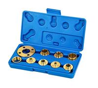 KATSU 10Pcs Brass Router Guide Bush Bushing Set, High Precision Router Template Guide Lock Nut and Adapter Kit with Case, Metric 105436
