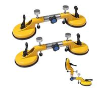 KATSU 2 Pack Stone Seam Setter Suction Cup 90° - 270° Adjustable Heavy Duty Double Suction Pads 2 x 130mm, Aluminum Tile Suction Cup Lifter for Joining Leveling and Aligning Tiles