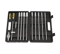 KATSU 3/8" Extra Long Hex Socket Set 12PCs 8-19mm Metric Size with Quick-Released Ratchet Handle + Extension Bar + 200mm T Sliding Bar Joint, Chrome Vanadium Steel, Auto Repairing Mechanic Tool