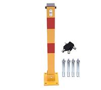 KATSU Car Parking Space Lock Bollard, High Visibility Yellow and Red Lockable Fold Down Car Parking Barrier Post, Private Car Park Driveway Guard Saver Blocker, Upper Lock, 60cm Height 161872