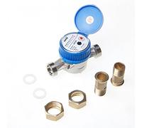 KATSU Cold Water Meter 20mm ABS Plastic Garden Home Water Flow Measuring Meter with Brass Fittings, Dry Conuter Meter 15180820