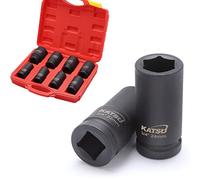 KATSU Deep Impact Socket Set 3/4" Drive 8Pcs, 22mm-41mm Heavy Duty Mertic Wrench, High Grade Chrome-Moly Steel, Trucks Tractors Engines Repairing Tool 420460