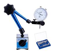 KATSU Dial Test Indicator with Magnetic Base Holder and 22 Pieces Indicator Points Set, DTI Gauge 0-10mm 0.01mm High Precision Measuring ToolKit 401118