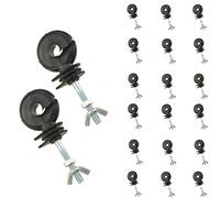 KATSU Electric Fence Ring Insulators 20X Pack, Heavy Duty Galvanised Screw-In Ring Insulators Electric Fence Accessories for Wood Posts, Compatible with Polyrope, Polywire, and Polytape 667105