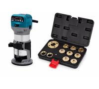 KATSU Electric Wood Hand Trimmer Router 220V with 11-Piece Brass Guide Bush Set - Precision Woodworking Bundle