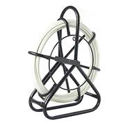 KATSU Fiberglass Duct Rodder 5x50M with Steel Stand and Brake, Fiberglass Electric Cable Installation Tool, Electrician Pipeline Cable Running Threader Fish Tape Puller 312355