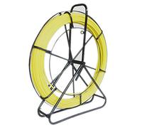KATSU Fiberglass Duct Rodder 8x120M with Steel Stand and Brake, Fiberglass Electric Cable Installation Tool, Electrician Pipeline Cable Running Threader Fish Tape Puller 312387