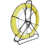 KATSU Fiberglass Duct Rodder 8x150M with Steel Stand and Brake, Fiberglass Electric Cable Installation Tool, Electrician Pipeline Cable Running Threader Fish Tape Puller 312388