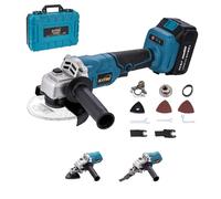KATSU FIT-BAT 21V Brushless Cordless Angle Grinder 115mm 125mm with 3.0 Ah Battery and Charger & Oscillating Multi Tool Adapter Attachment Kits for Grinding Cutting Polishing 102618B